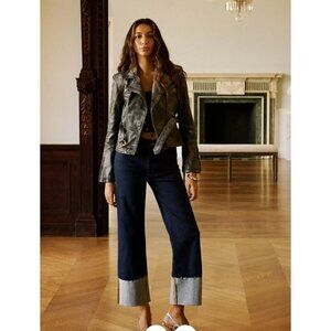 Pilcro NWOT The Scotty Cuffed High-Rise Straight-Leg Jeans Dark Wash 32 Tall